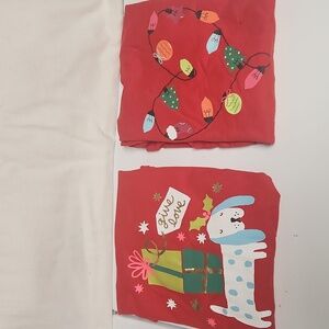 Cat & Jack Red Long Sleeve Tee with Festive Dog and Christmas Lights